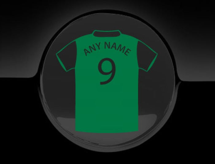 Personalised Football T-Shirt Fuel Cap Cover Car Sticker