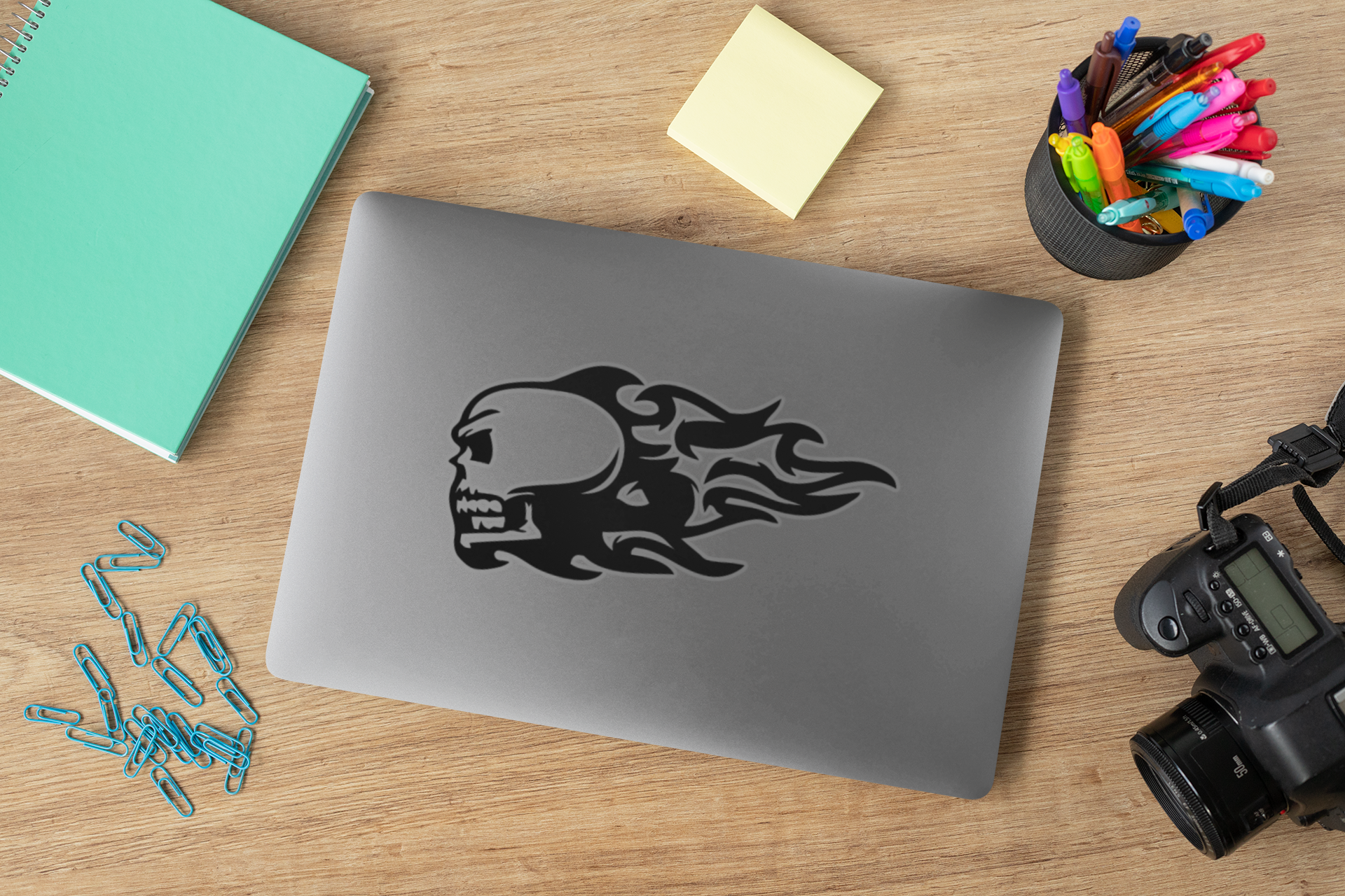 Flaming Skull Sticker
