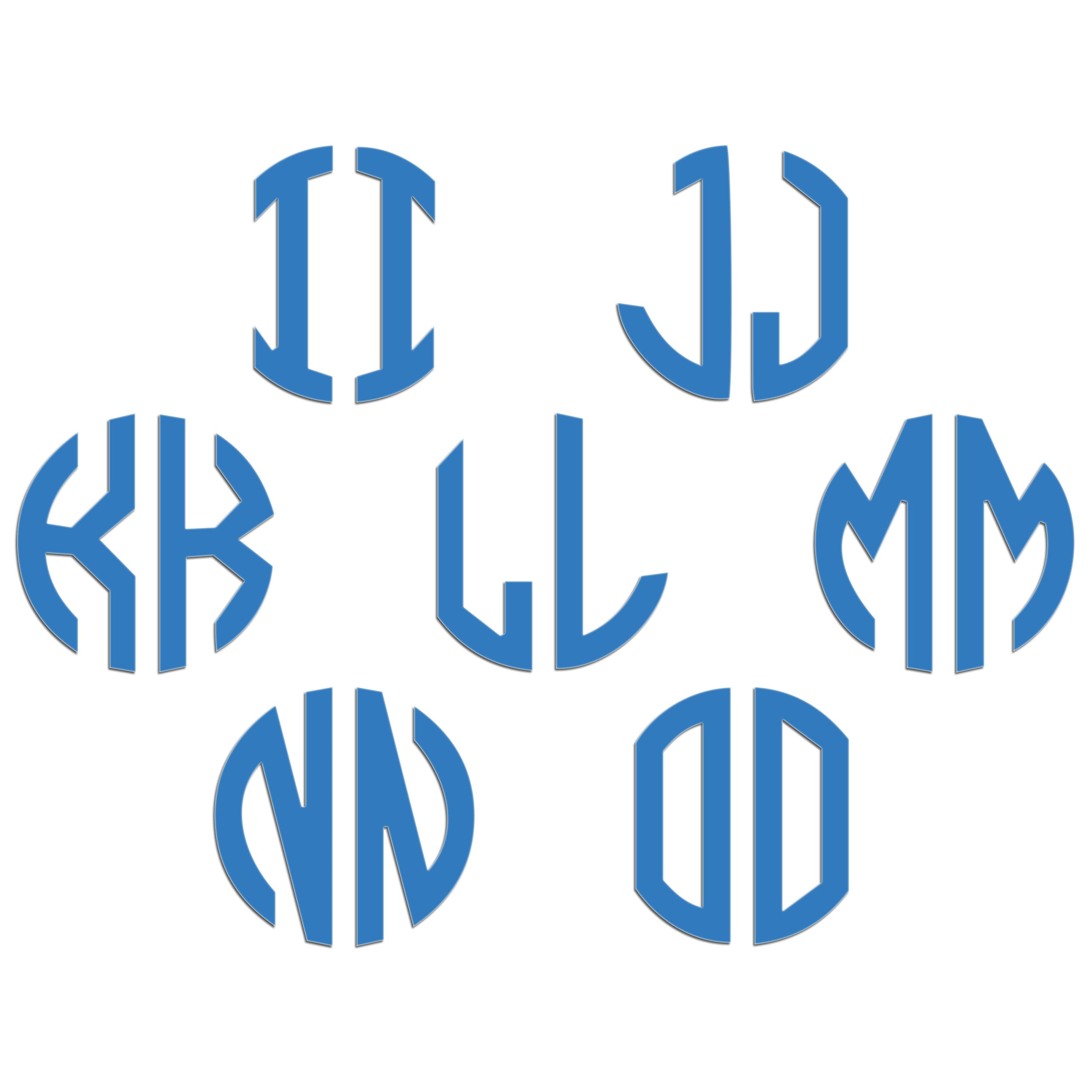 Personalised Monogram Initials Iron On Transfer, Sky Blue