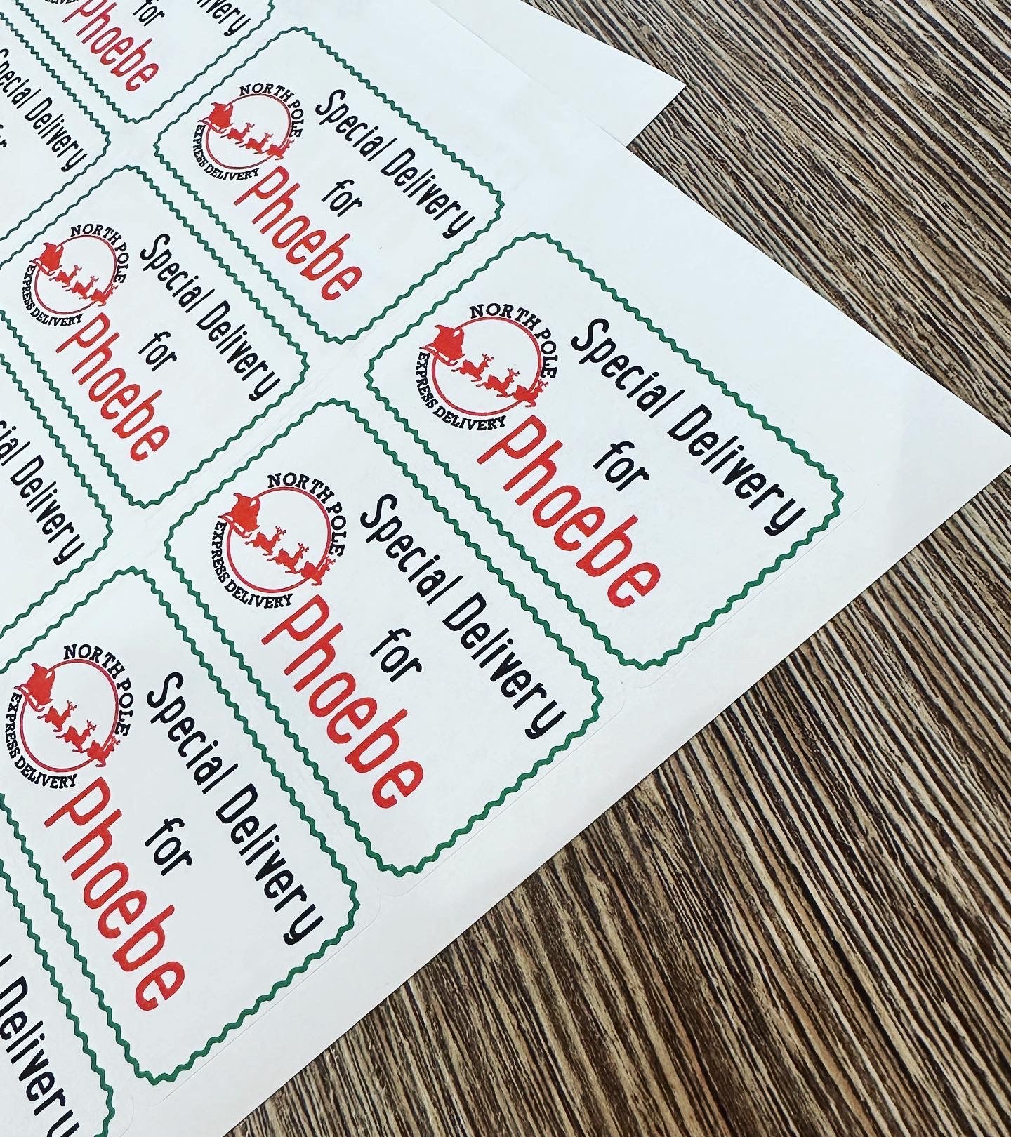 Sheet Of 21 Personalised Name North Pole Express Christmas Present Stickers Gift Labels Christmas stickers