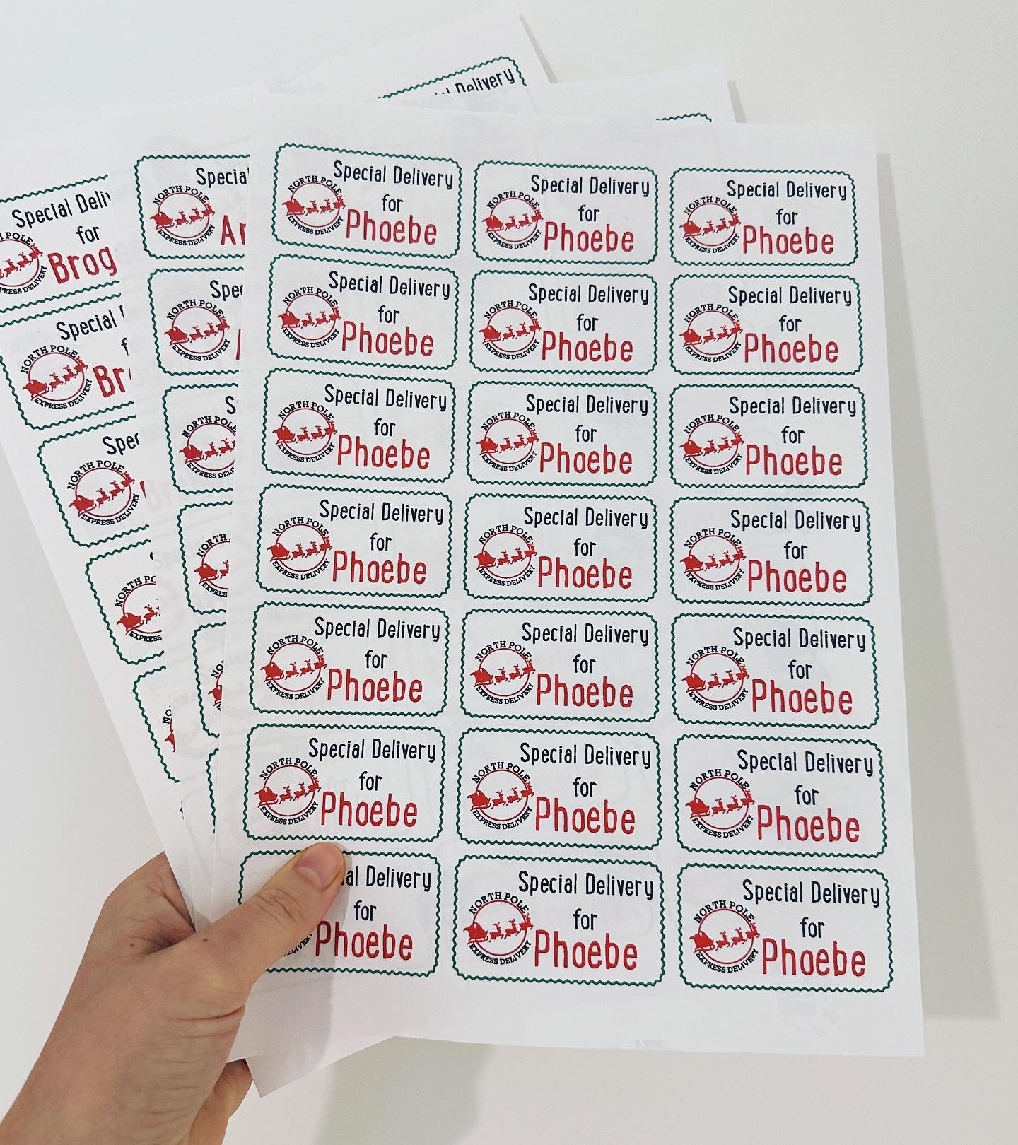 Sheet Of 21 Personalised Name North Pole Express Christmas Present Stickers Gift Labels Christmas stickers