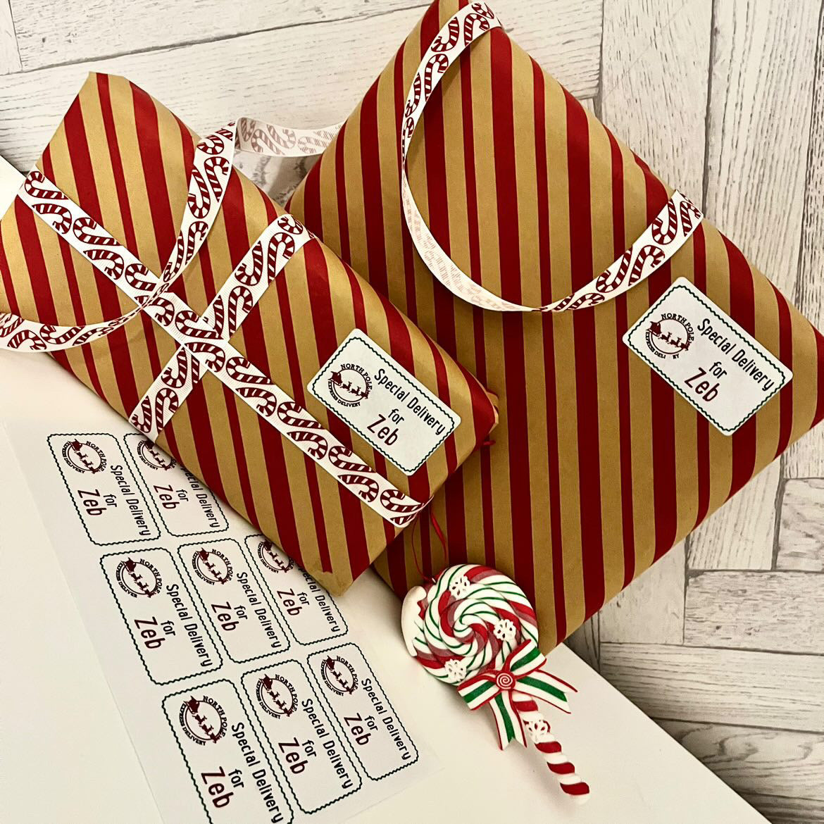 Sheet Of 21 Personalised Name North Pole Express Christmas Present Stickers Gift Labels Christmas stickers