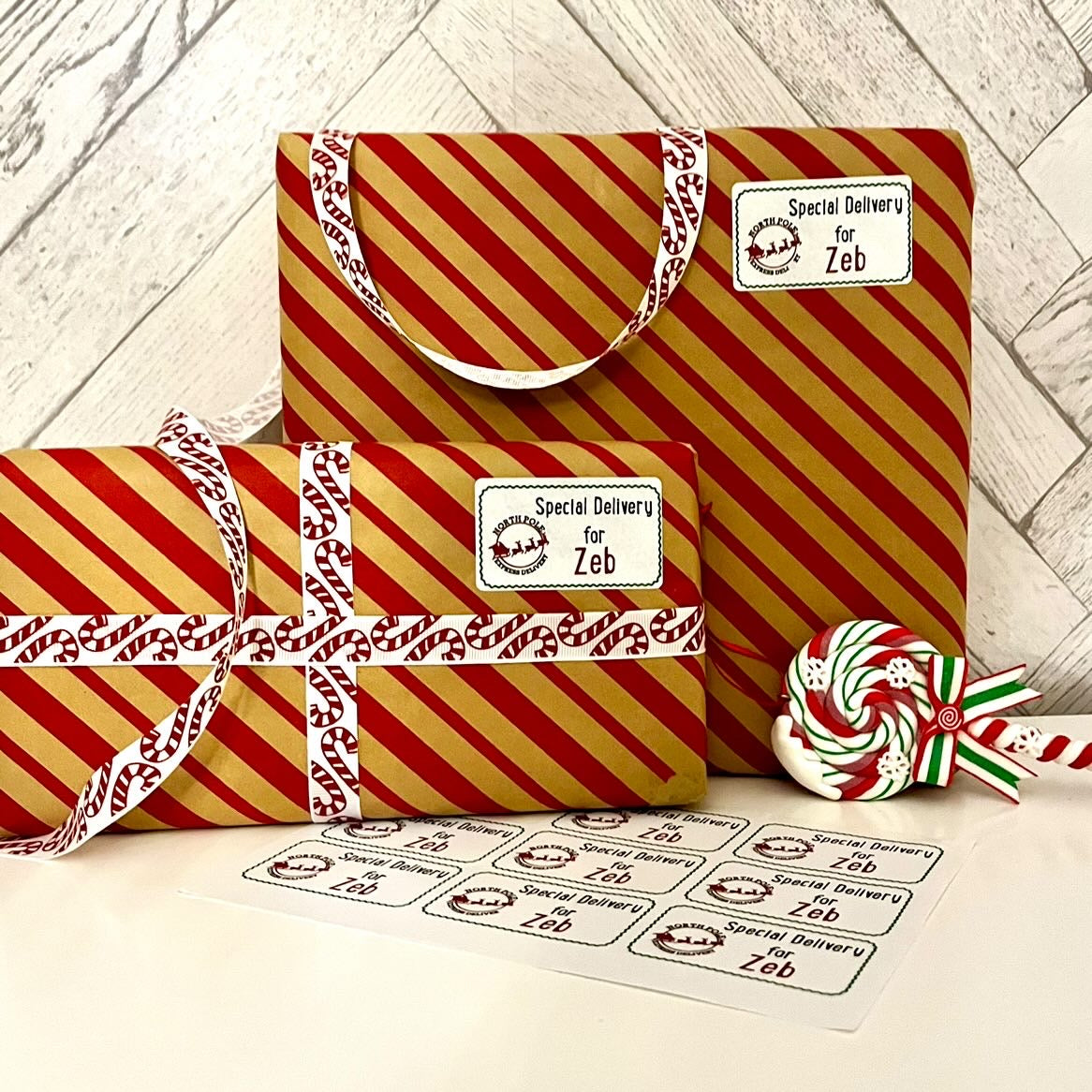 Sheet Of 21 Personalised Name North Pole Express Christmas Present Stickers Gift Labels Christmas stickers
