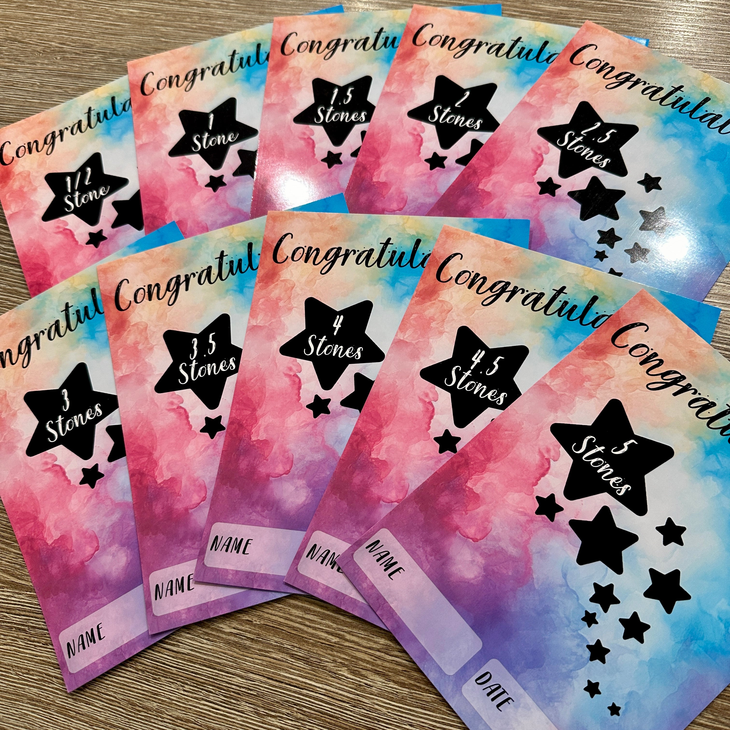 Personalised Weight Loss Milestone Certificates - Weight Loss - Weight Loss Awards - Achievement Certificate - Watercolour - 5x7inch