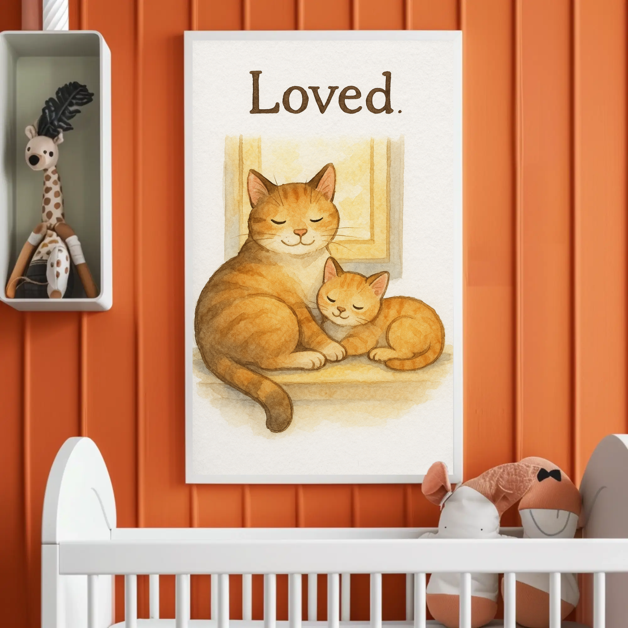 Loved Cat & Kitten Nursery Children's Room Wall Decor Print