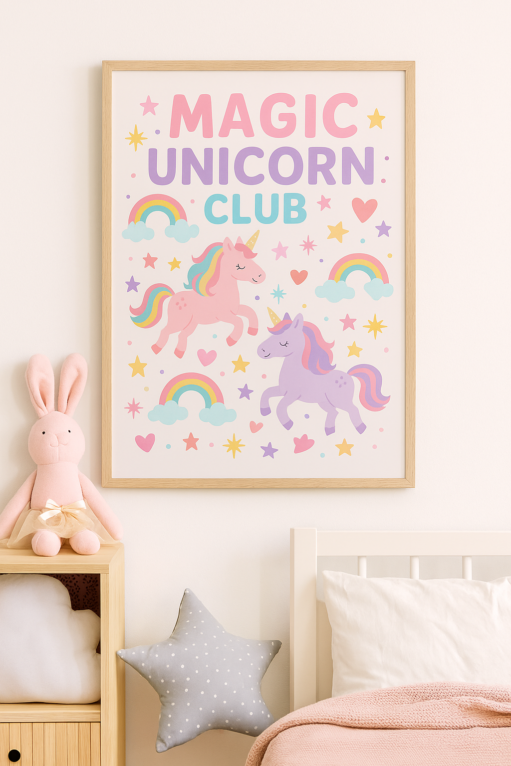 Magic Unicorn Club – Rainbow Wall Art for Girls Bedroom