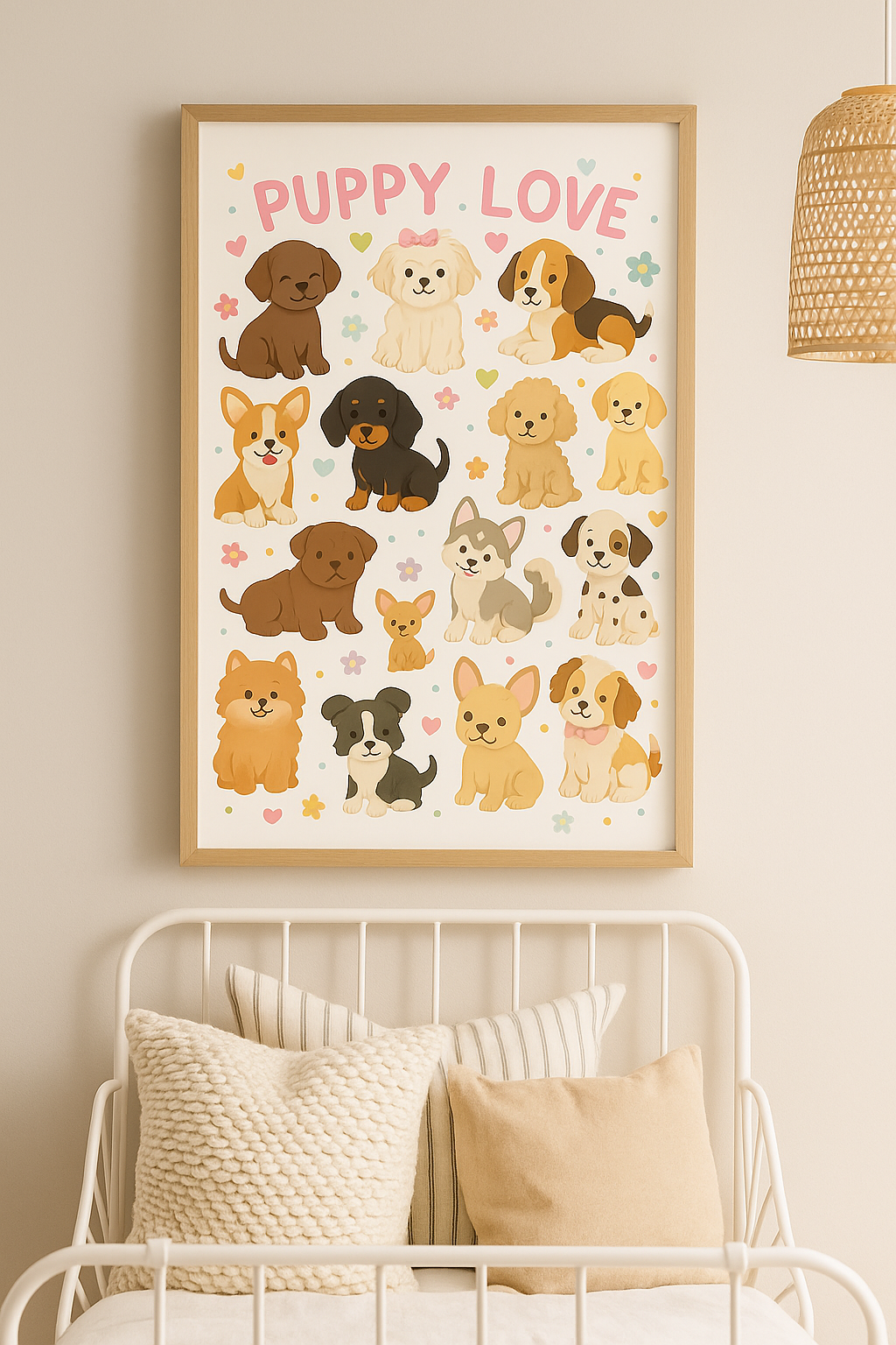 Puppy Love Wall Art – Cute Dog Print for Kids’ Room or Nursery