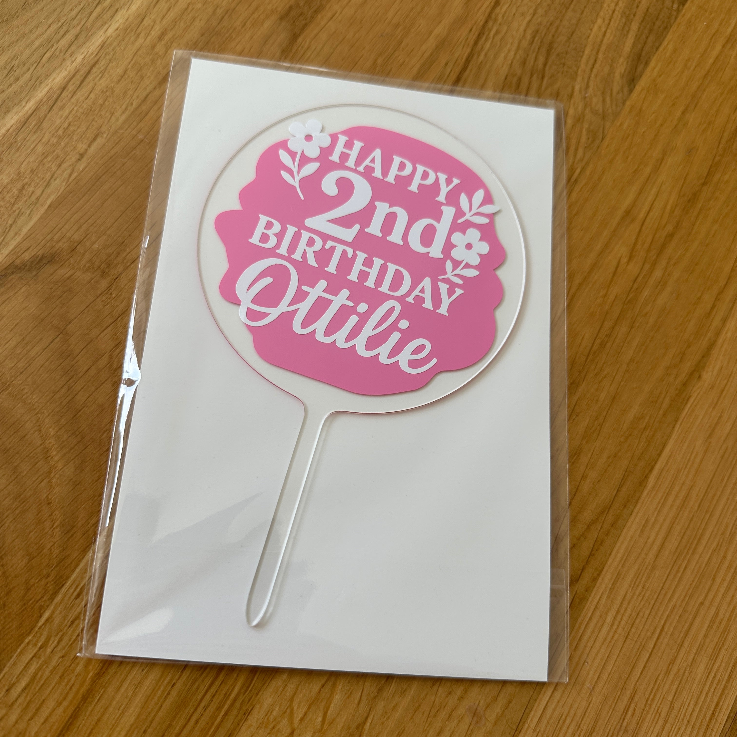 Personalised Wording 10cm Circle Acrylic Birthday Cake Topper