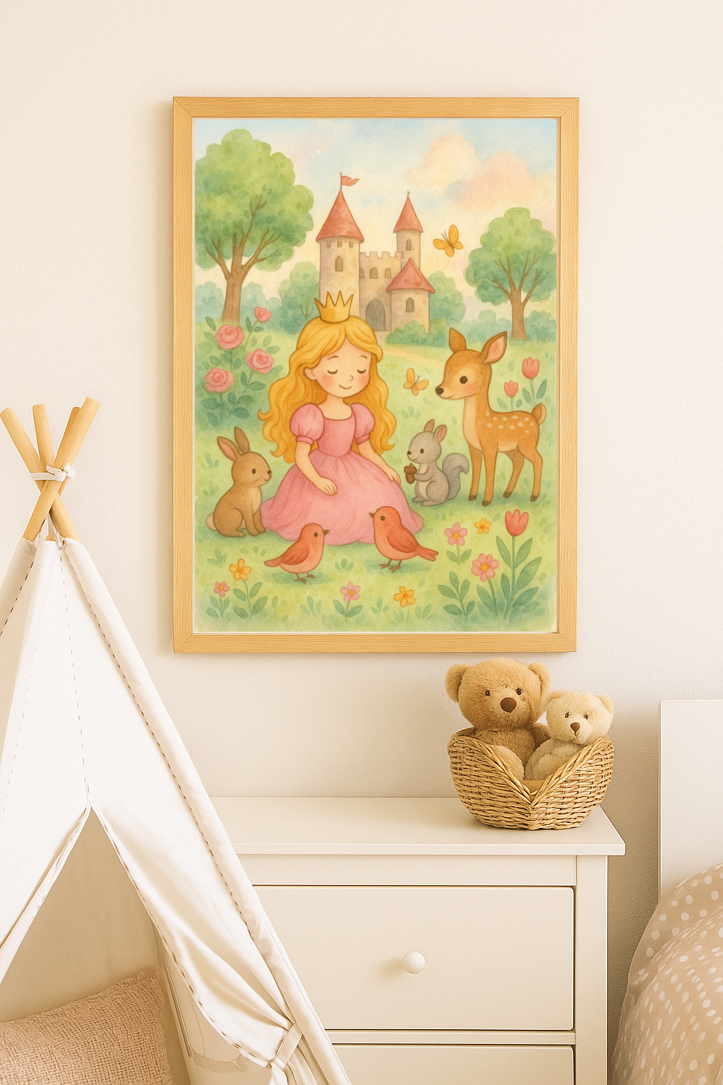 Woodland Princess – Fairytale Animal Friends Wall Art for Girls