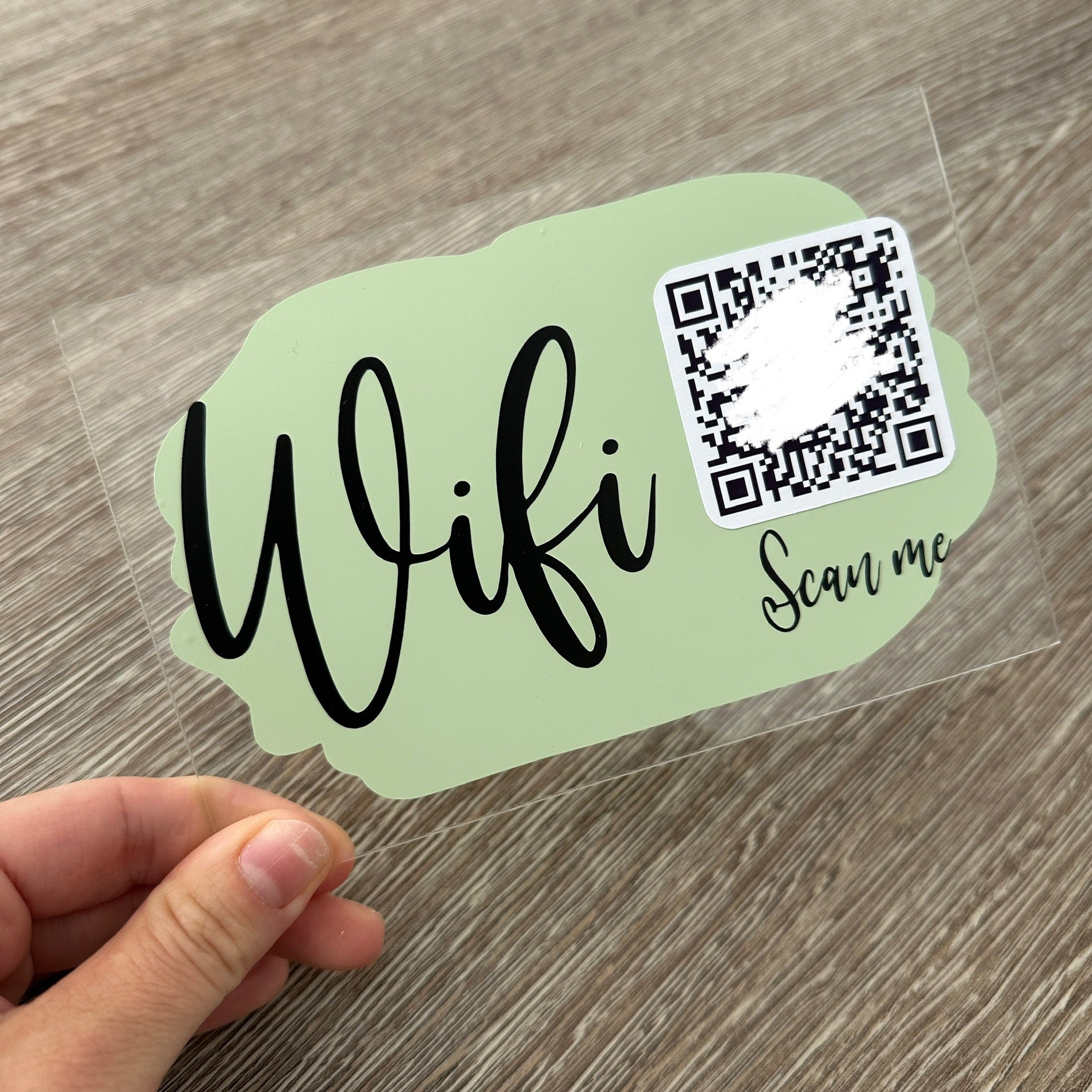 Custom Wifi QR Code Scan Me Clear Acrylic 10x15cm Magnetic Plaque Sign