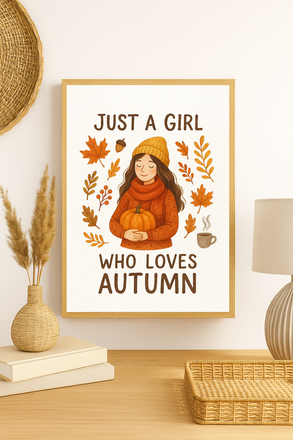 Just a Girl Who Loves Autumn – Cozy Fall Wall Art Print