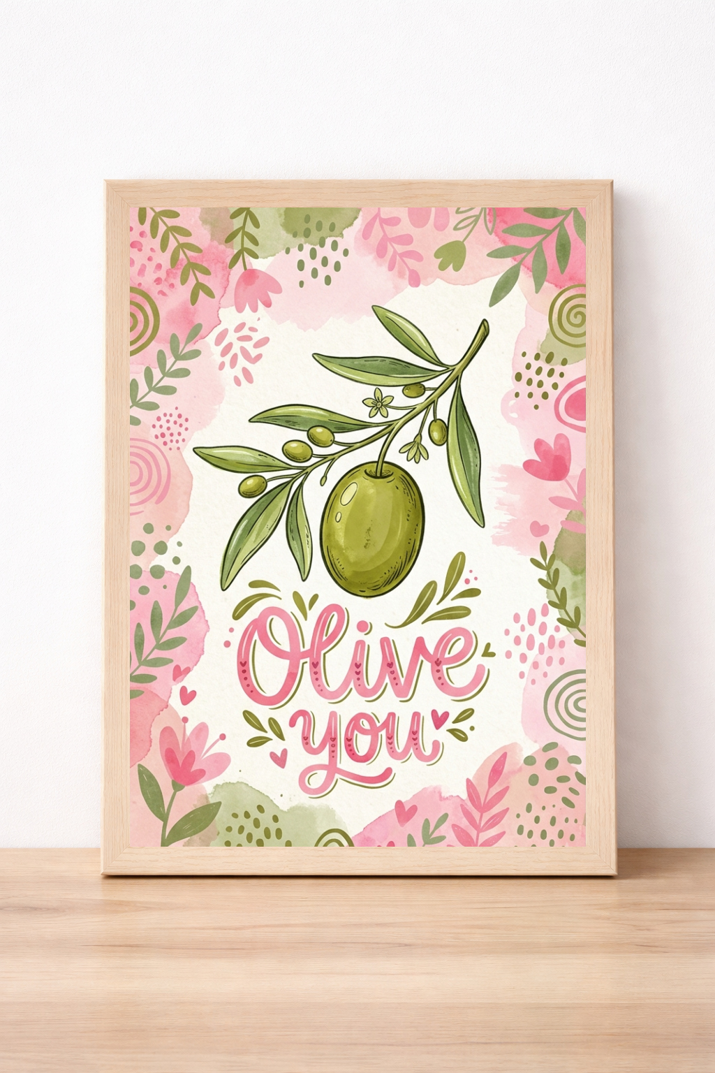 Olive You Kitchen Print, Playful Botanical Wall Art, Whimsical Home Decor