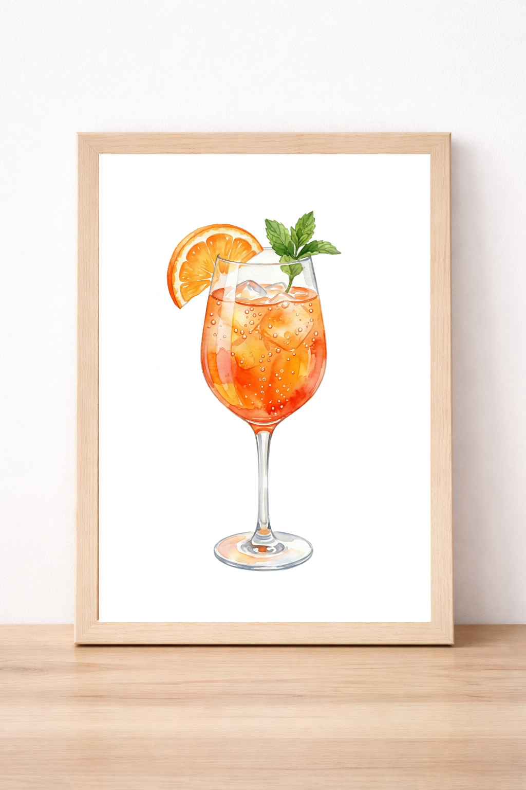 Aperol Spritz Cocktail Wall Art Vibrant Summer Drink Print Modern Kitchen Decor
