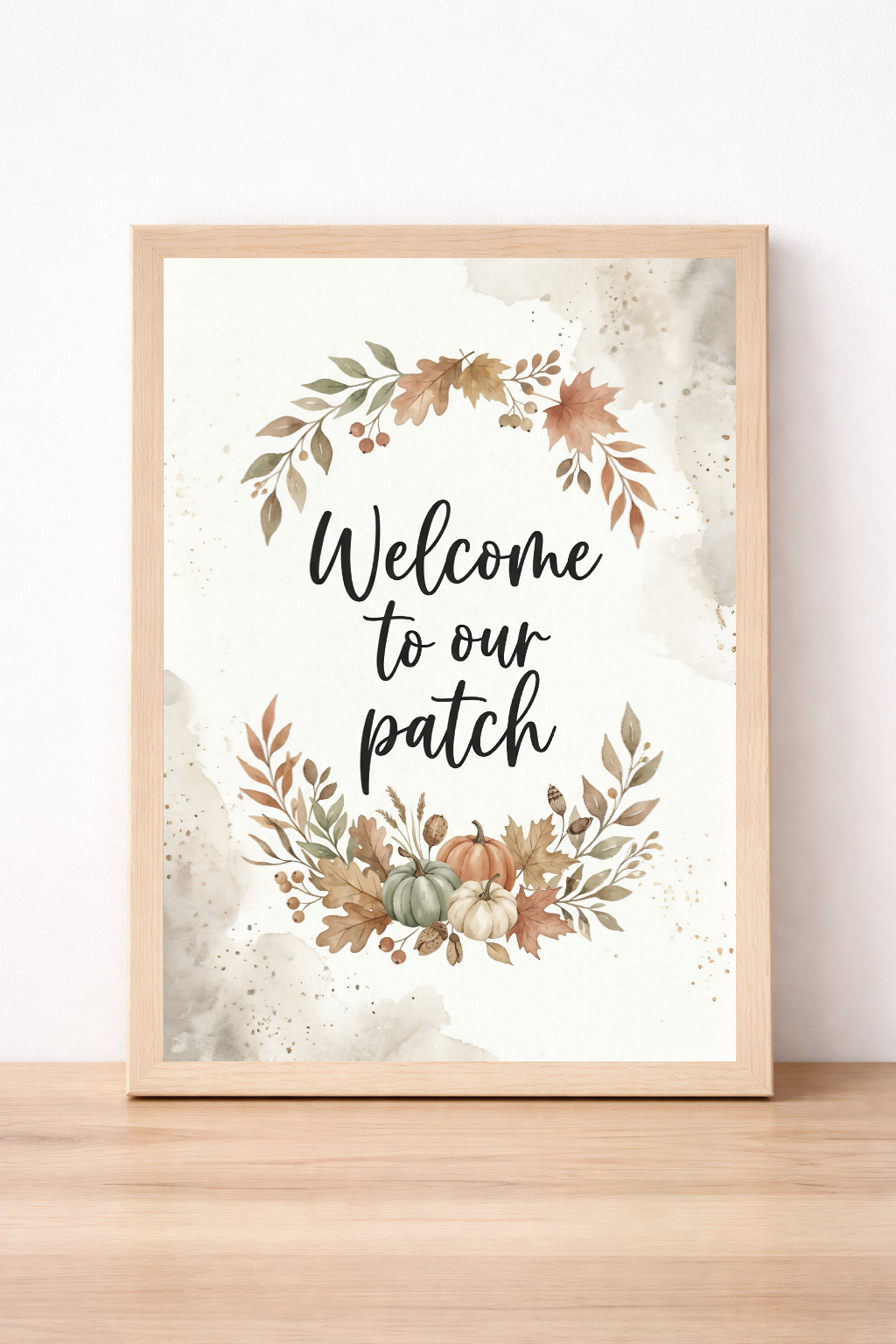 Welcome To Our Patch Autumn Wall Art, Halloween Pumpkin Print, Rustic Home Decor, Seasonal Illustration