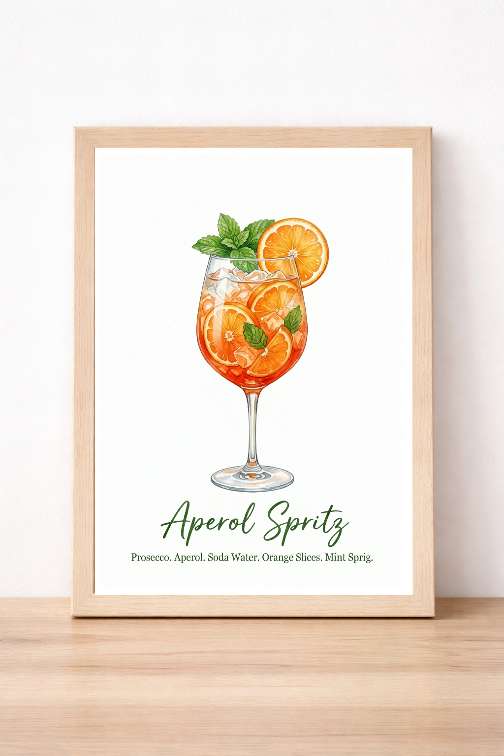 Aperol Spritz Cocktail Print, Vibrant Orange Drink Illustration, Modern Bar Decor, Alcohol Wall Art