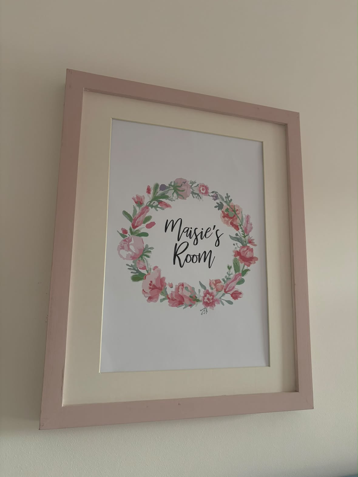 Personalised Floral Wreath Name Children's Room Wall Decor Print