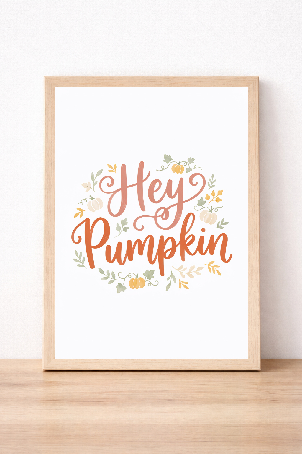 Hey Pumpkin Autumn Wall Art, Seasonal Typography Print, Rustic Home Decor