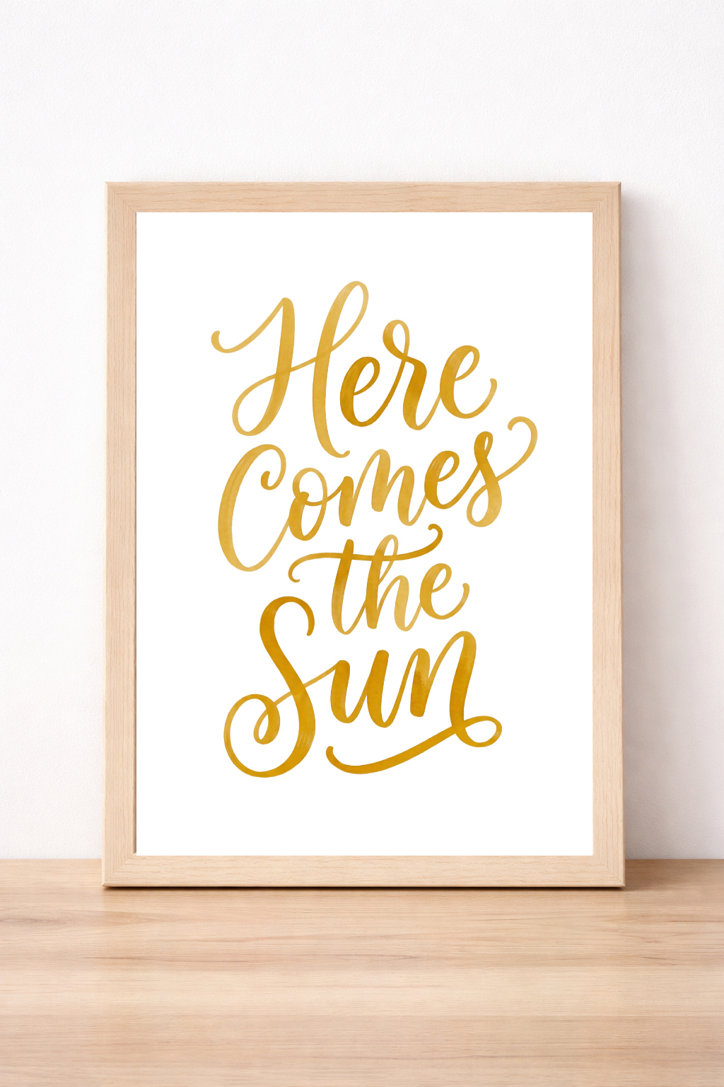 Here Comes The Sun Typography Print, Summer Wall Art, Modern Home Decor