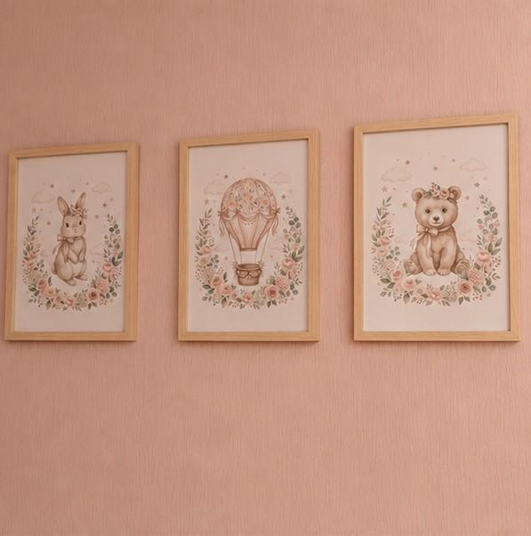 Pastel Bunny Children's Print, Floral Nursery Wall Art, Whimsical Animal Illustration, Kids Room Decor