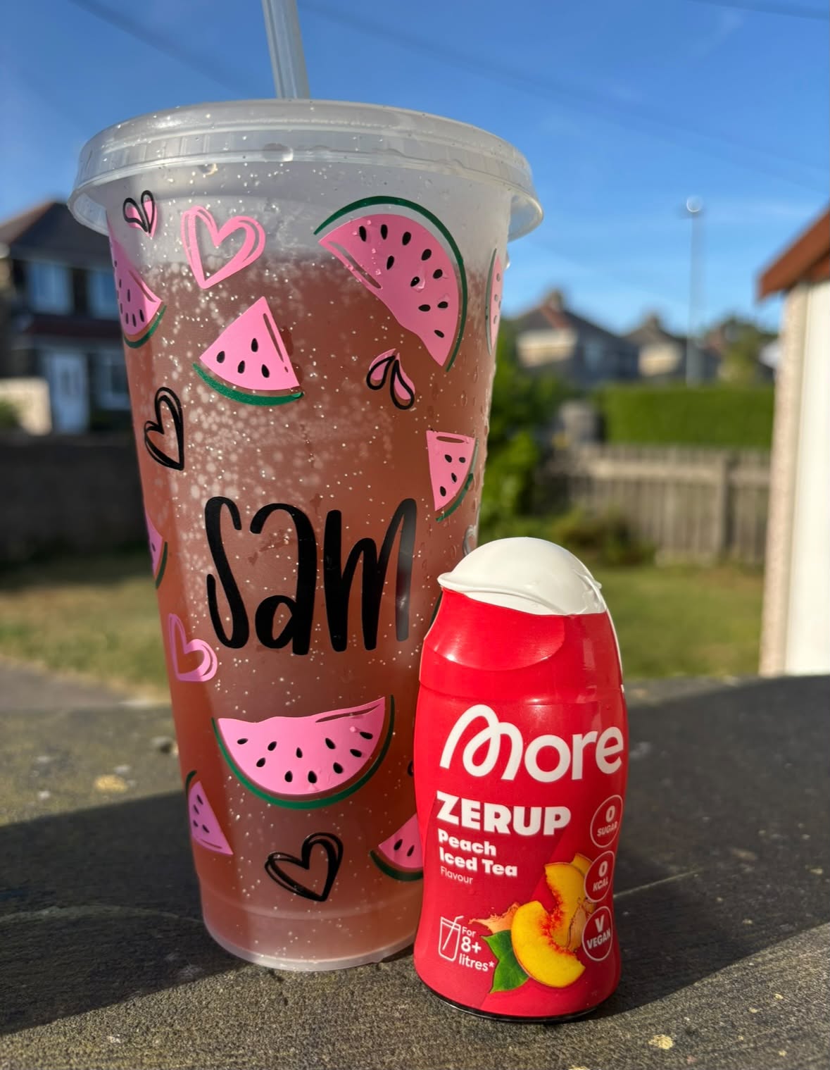 Watermelon Summer Personalised Name Tumbler Venti Cold Cup 24oz - With Straw