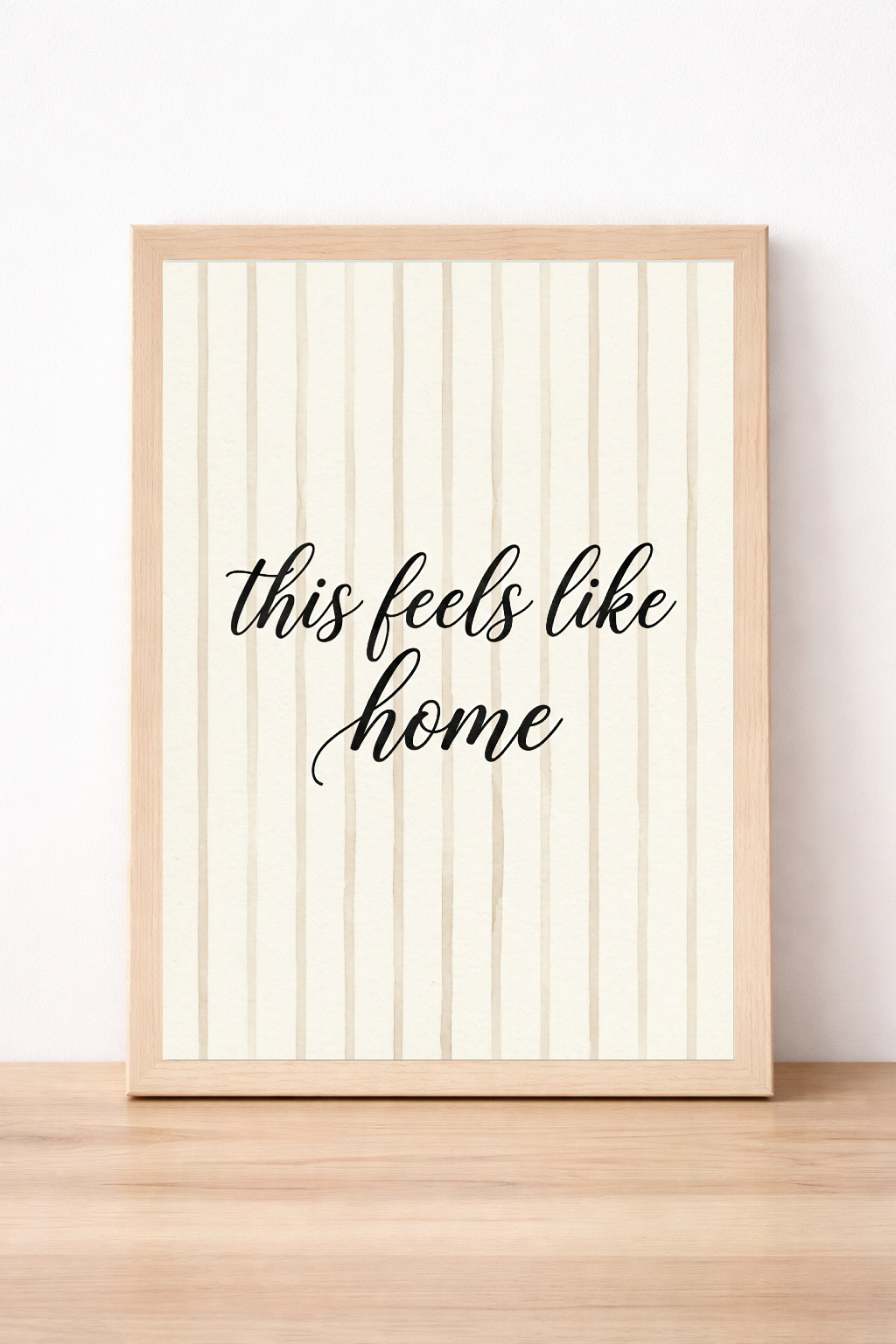 This Feels Like Home Beige Typography Print, Minimalist Wall Art, Modern Home Decor Illustration