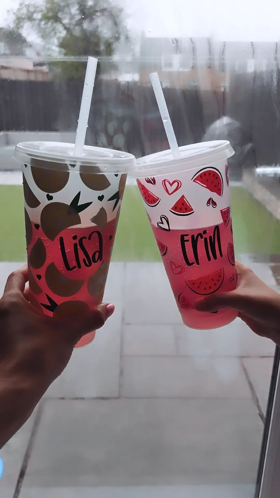 Watermelon Summer Personalised Name Tumbler Venti Cold Cup 24oz - With Straw