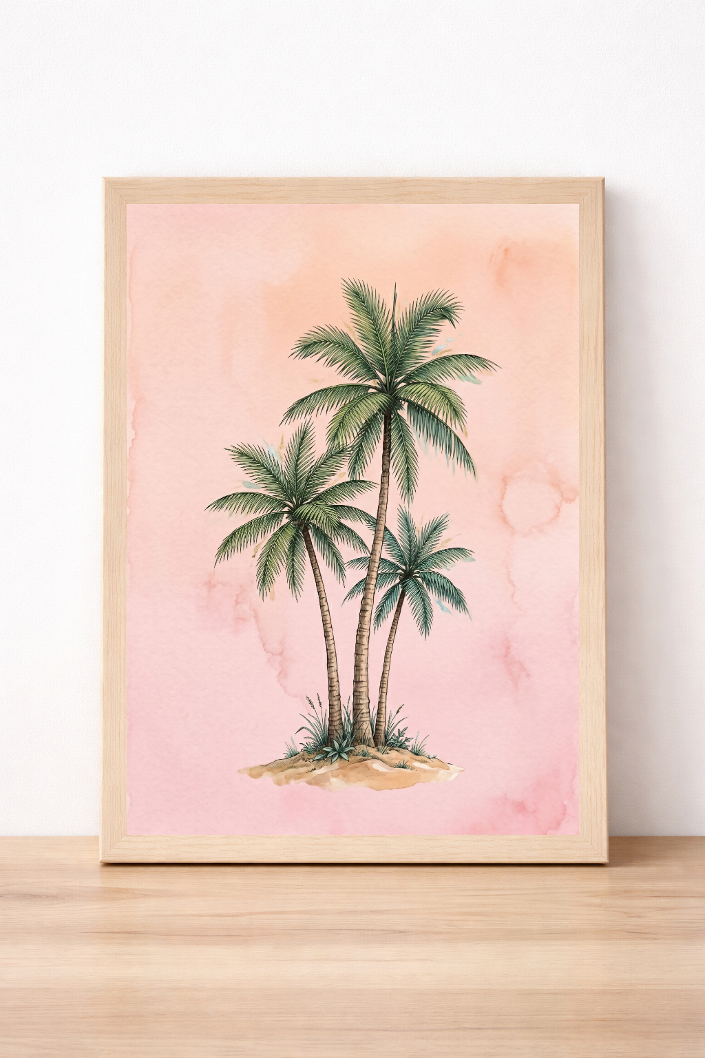Palm Tree Summer Wall Art Tropical Watercolour Print Coastal Beach Decor