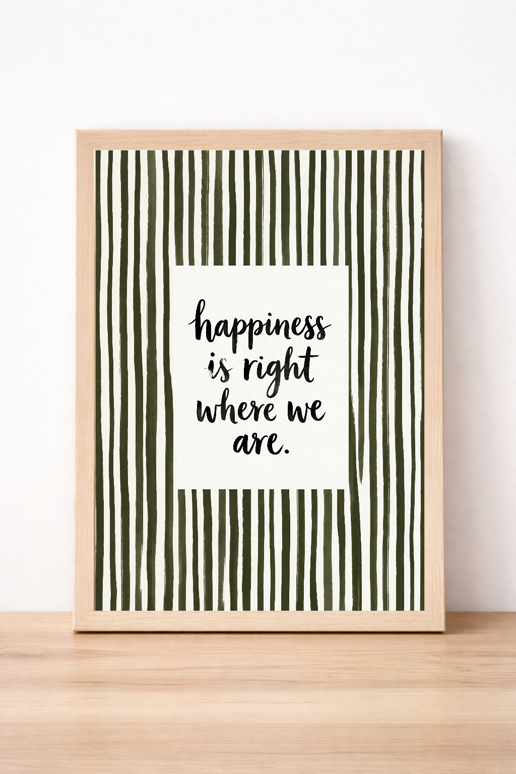 Happiness Is Right Where We Are Print, Inspirational Typography Wall Art, Modern Home Decor